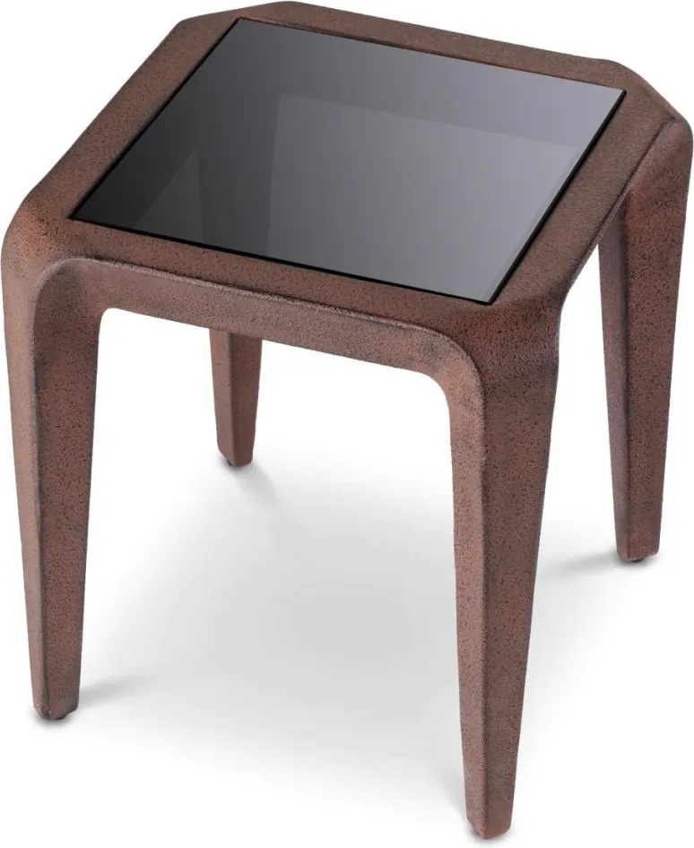 Masuta laterala LUX, Aluminiu Reciclat, Sticla Neagra, Quentin