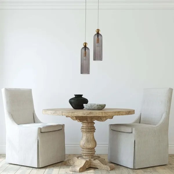 Pendul suspendat pe cablu PIEGA, 1xE14/40W/230V, alamă/negru fumuriu