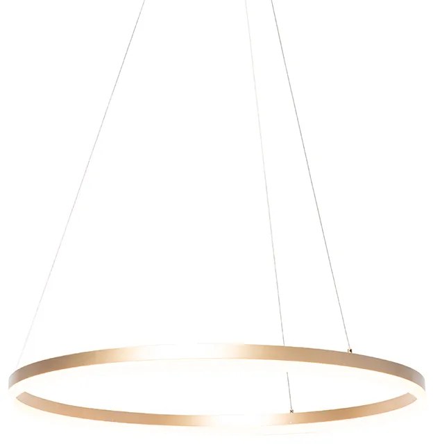 Lampă cu pandantiv inel de design auriu 80 cm cu LED și dimmer - Anello
