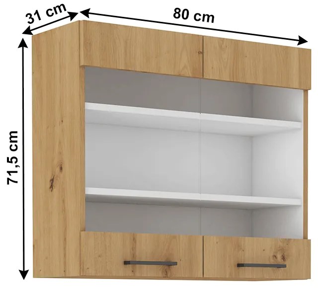 Dulap superior de bucătărie Meriel 80 GS-72 2F (stejar artisan). 1033982