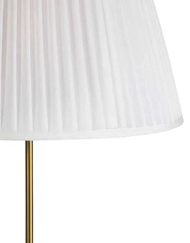 Lampă de podea din bronz cu abajur plisat crem 45 cm reglabil - Parte