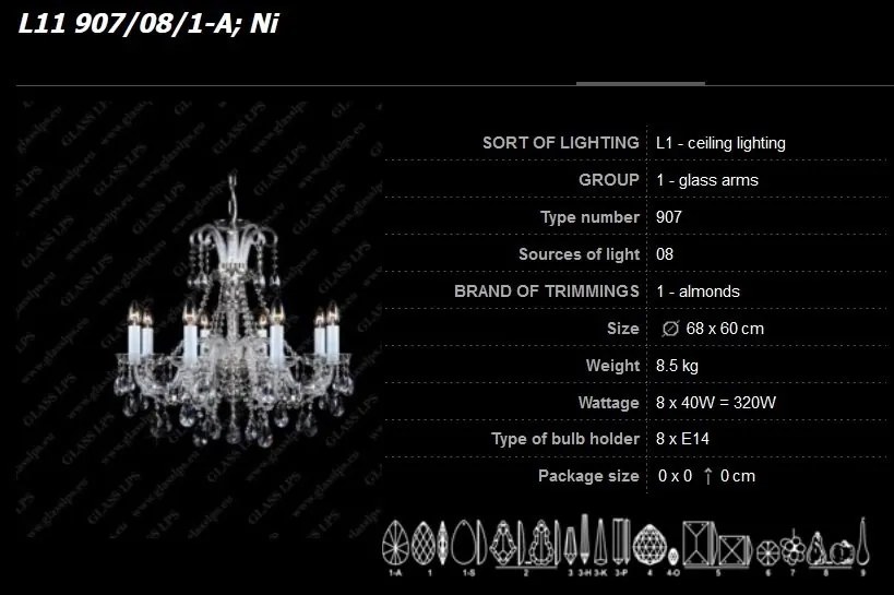 Lustra 8 brate cristal Bohemia L11 907/08/1-A