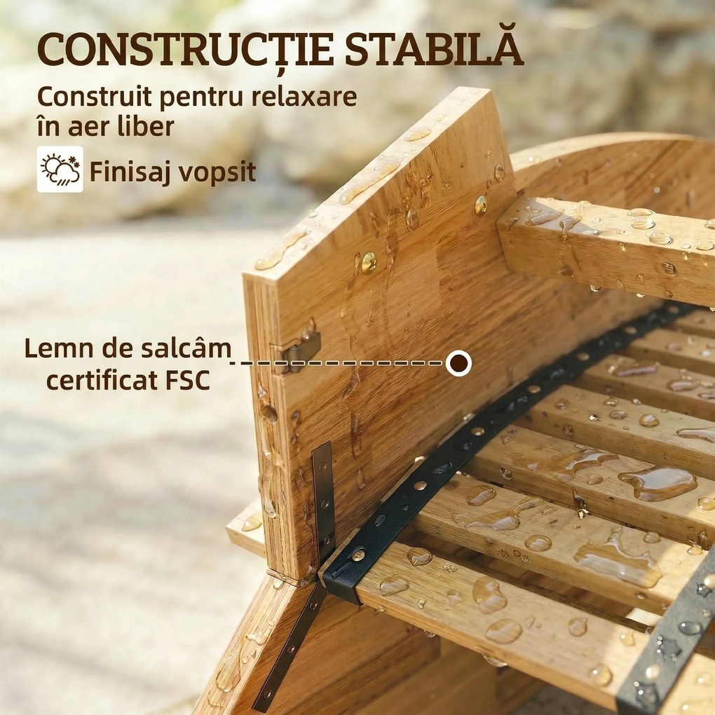 Outsunny Set de 2 Balansoare de Exterior, Șezlonguri Pliabile Ergonomice din Lemn de Acacia, Natural. | Aosom Romania
