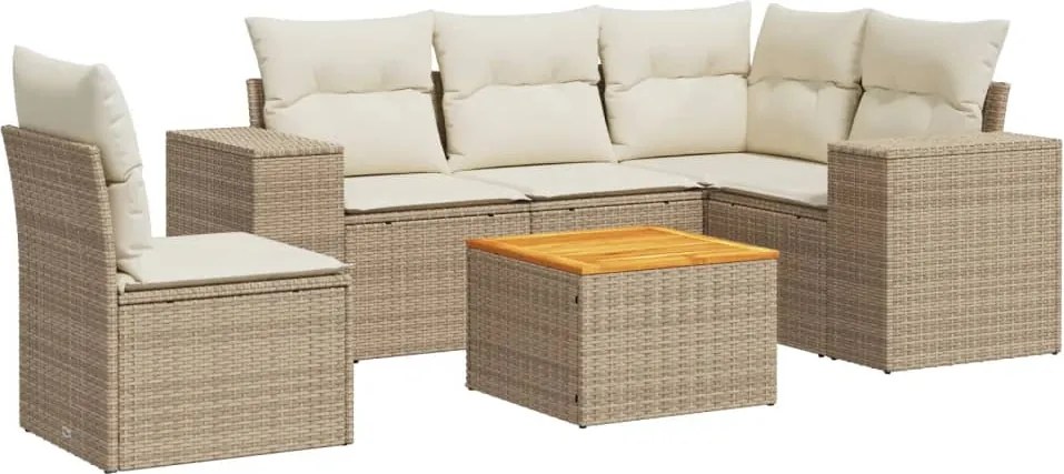 vidaXL Set canapele de grădină cu perne, 6 piese, bej, poliratan