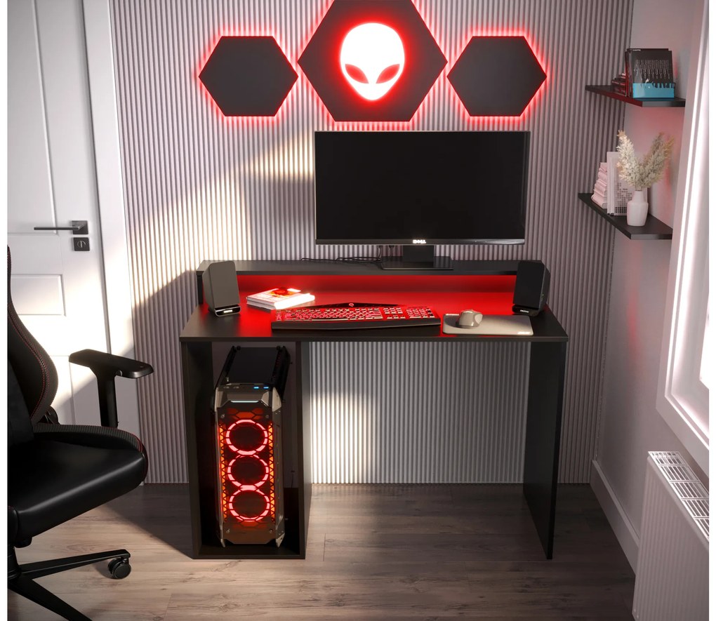 Masă PC pentru gaming Garrick 2 (negru) (cu iluminat LED RGB). 1064135