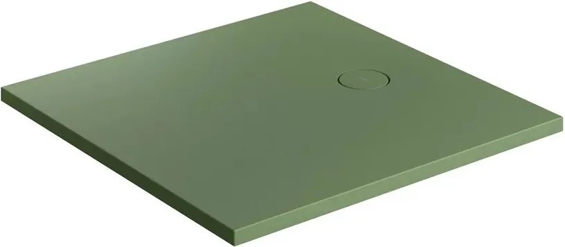 Cadita de dus compozit Omnires AquaRock M+ patrata verde olive mat 90x90 cm