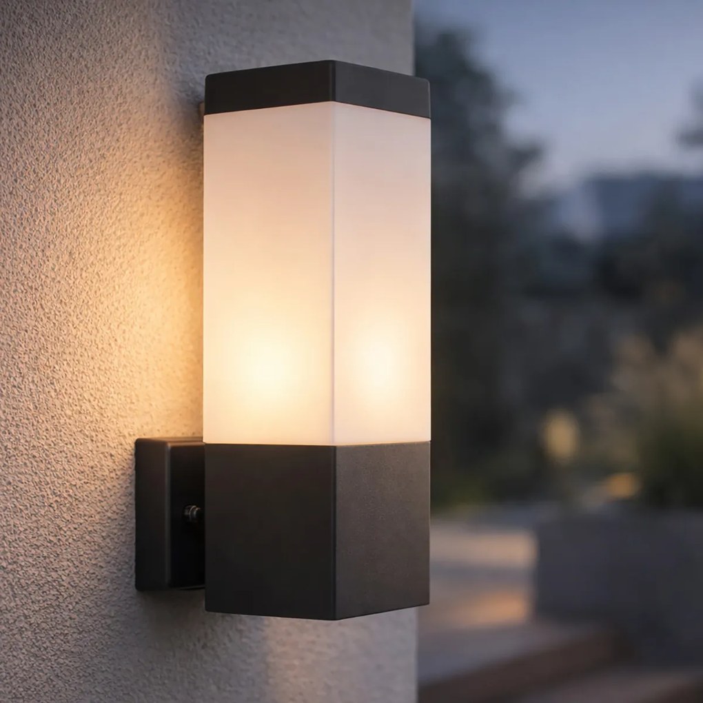 Lampă de perete exterioară modernă gri închis cu opal - Malios