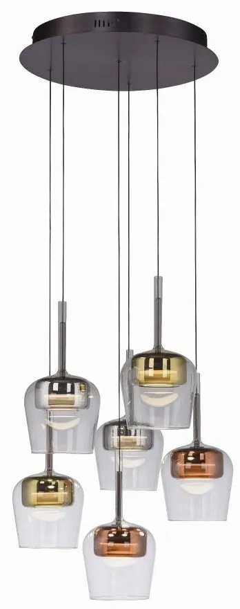 Lustra LED Smart cu telecomanda, CCT, 6 pendule, sticla, multicolor, Q-KON