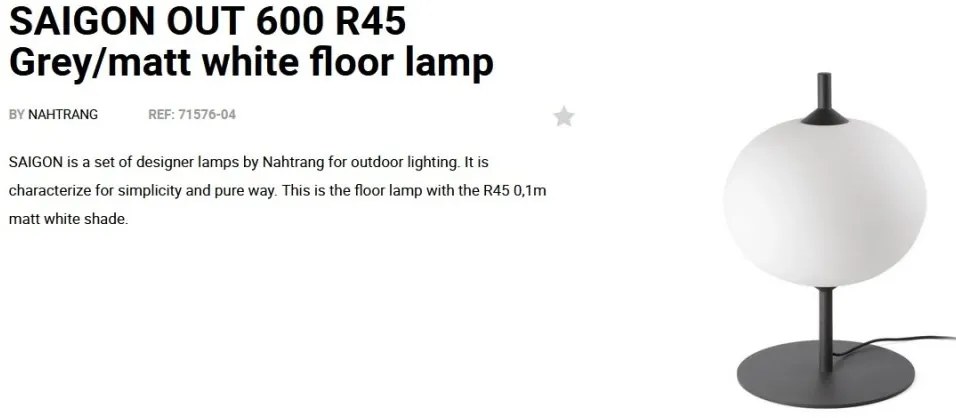 Lampa de iluminat exterior decorativ SAIGON 60/R45 gri/alb