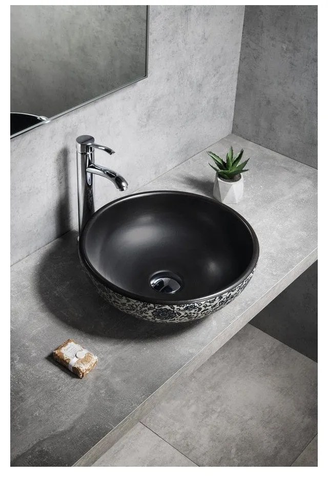 Chiuvetă neagră rotundă din ceramică ø 41 cm Priori – Sapho
