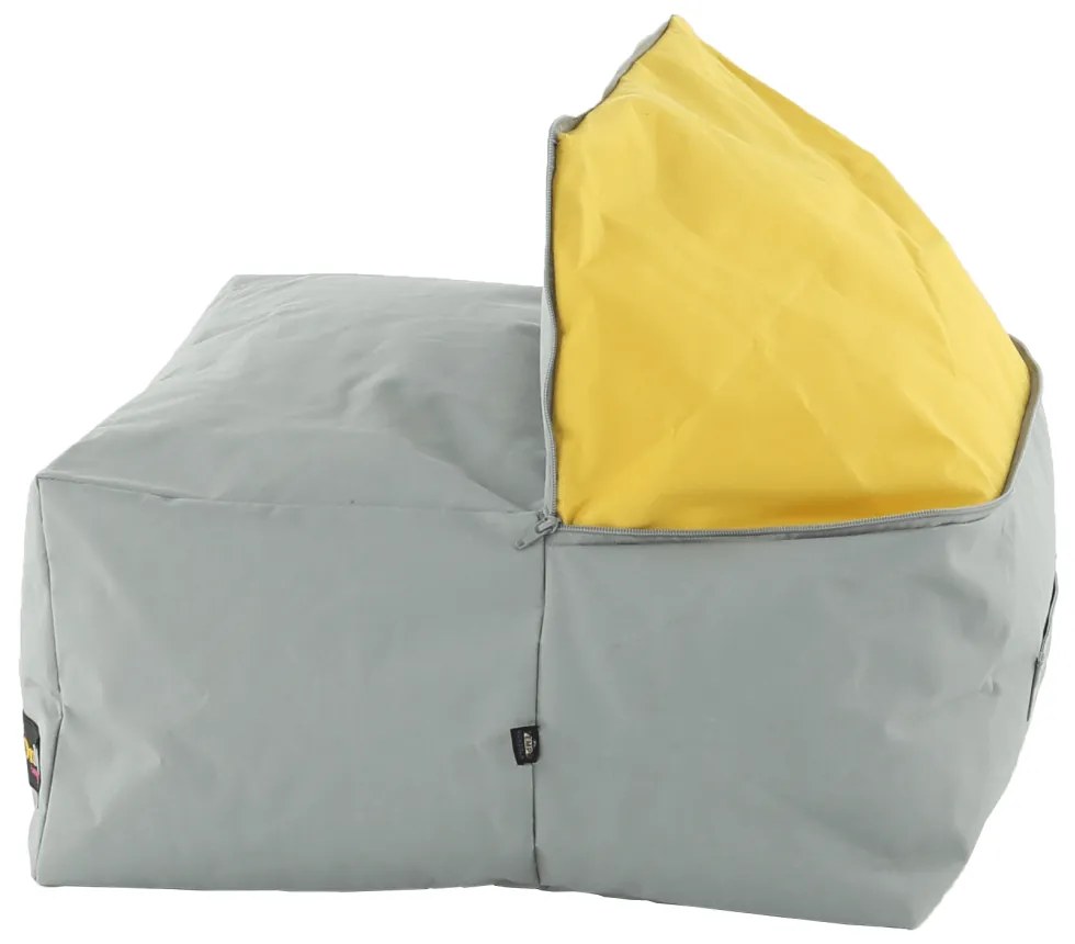 Fotoliu tip sac, gri/material textil verde, ALIMOR