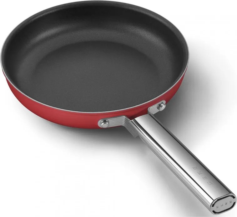 Tigaie cu capac SMEG CKFF2401RDM, 1,9 l, Ø24 cm, Acoperire cu teflon, Pana la 250°C, fără PFAS, Inductie, Rosu