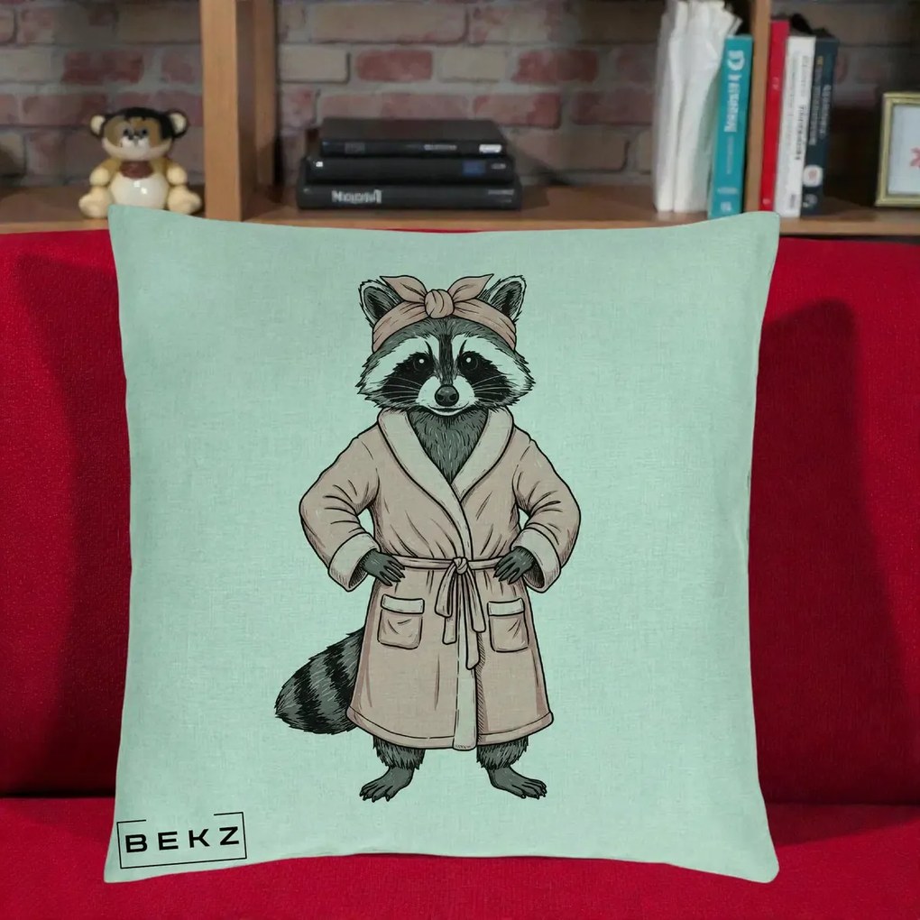 Perna Decorativa Albinuta Kawaii Vesela, 40x40 cm, Verde Menta, Husa Detasabila, Perna Inclusa, BEKZ®