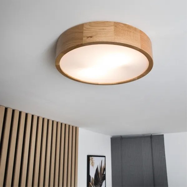 Brilagi CARVALHO Lampă de plafon LED RGBW dimmabilă, 2xE27/9W/230V, Wi-Fi, finisaj stejar, diam. 37,5 cm