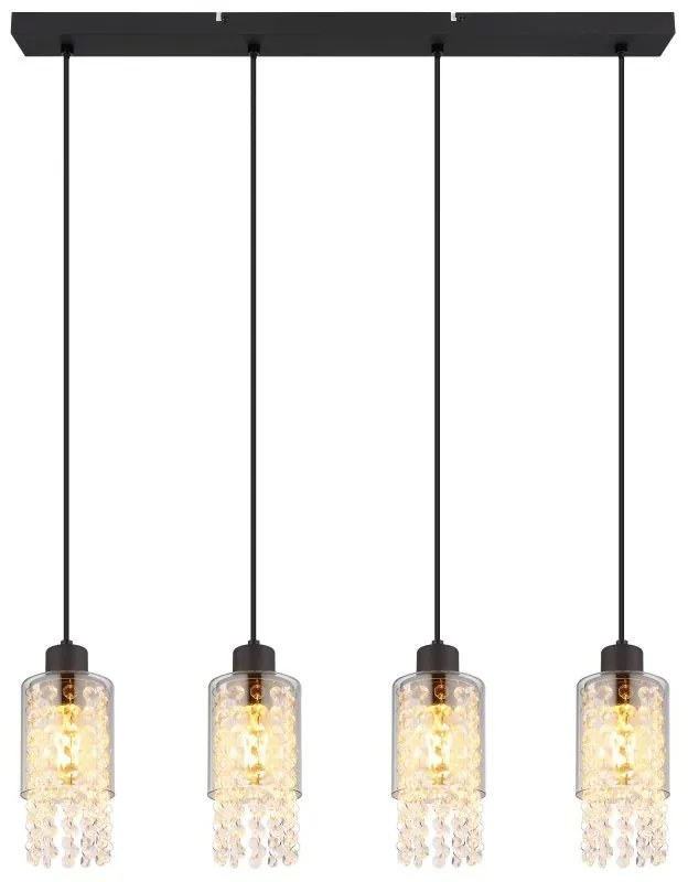 Lustra 4L design modern Backey negru, fumuriu