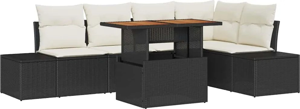 vidaXL Set de canapele pentru grădină 6 pcs Negru Rattan poli