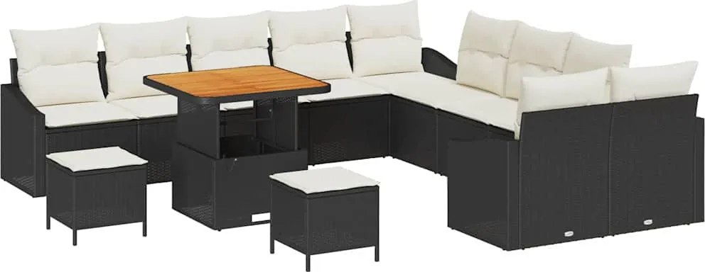 vidaXL Set de canapele pentru grădină 13 pcs Negru Rattan poli