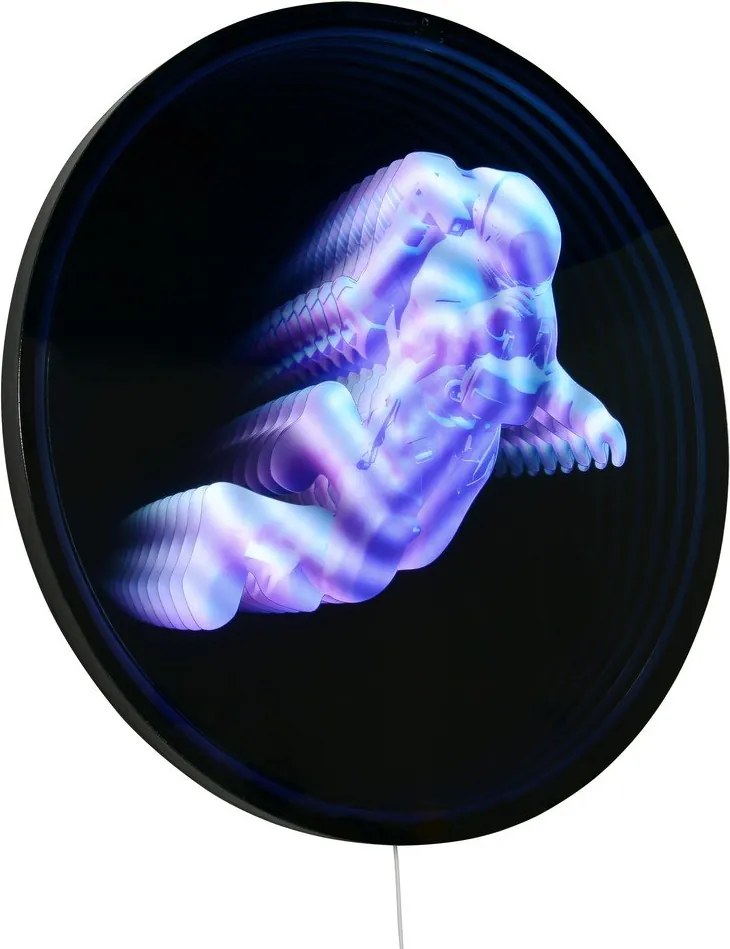 Decorațiune luminoasă neagră de perete cu alimentare la priză ø 60 cm Duke – Reality