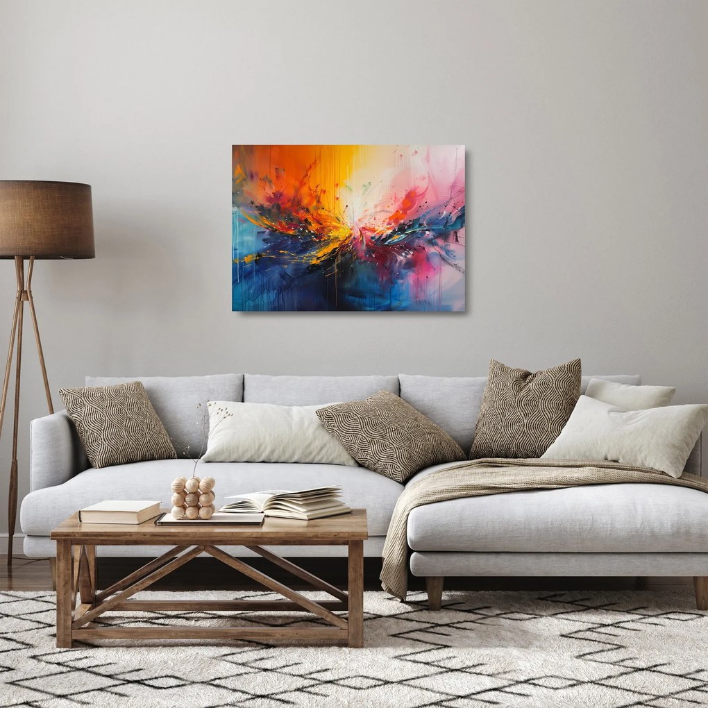 Tablou pe sticlă - Abstracție de culoare (70x50 cm)