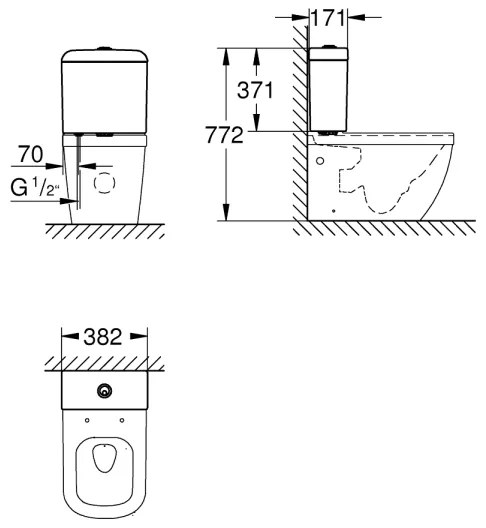 GROHE 39332000 - Rezervor WC EURO CERAMIC 385 × 170 × 370 mm ceramică/alb