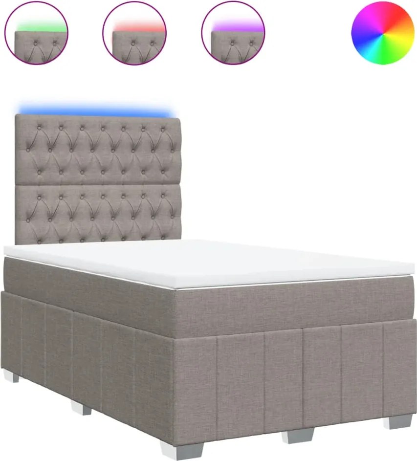 vidaXL Pat box spring cu saltea, gri taupe, 120x200 cm, textil