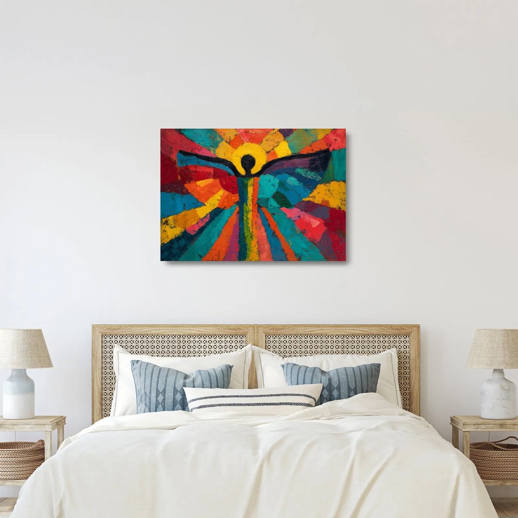 Tablou pe sticlă - Înger pictat (70x50 cm)