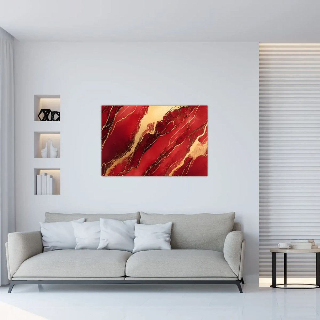 Tablou - Marmură roșu-auriu (90x60 cm)