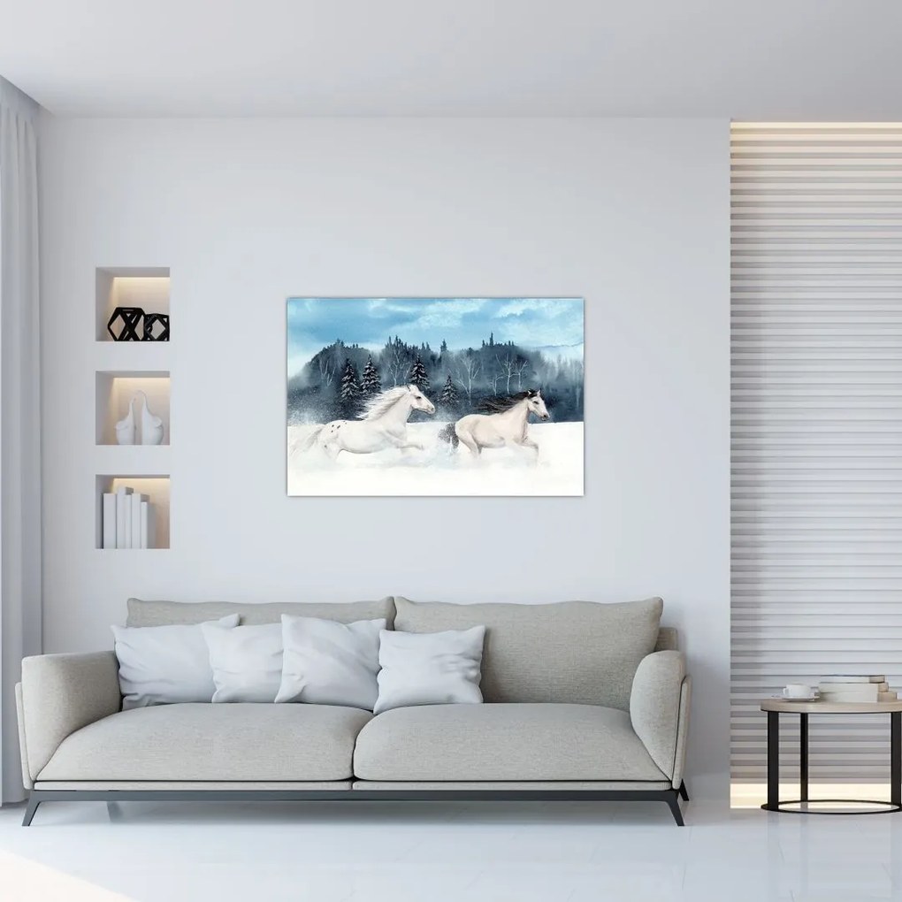 Tablou cu caii pictați (90x60 cm)