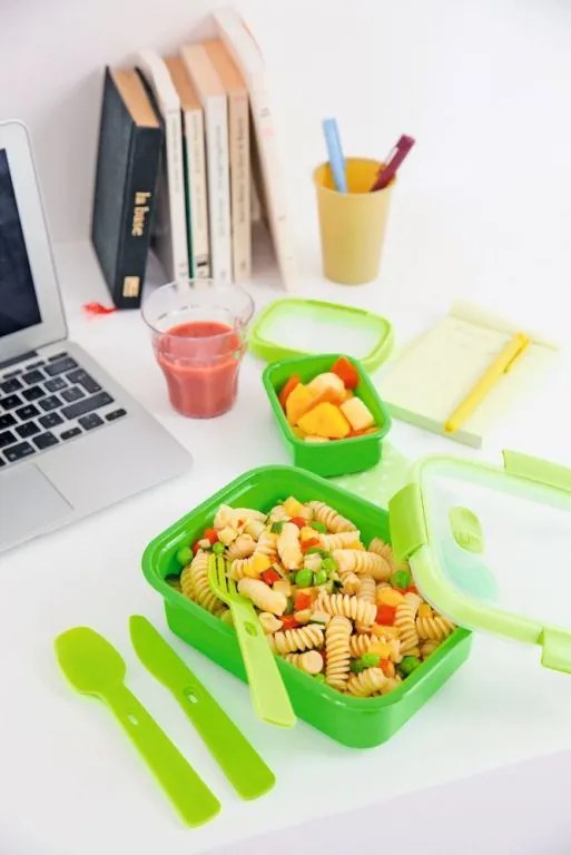 Cutie cu tacâm, farfurie și ceașcă SMART TO GO 1,1L - verde