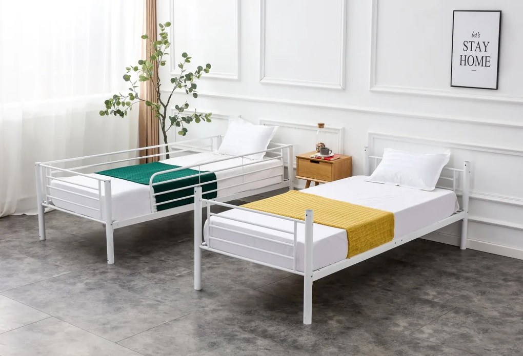 Pat supraetajat metalic Bunky alb - 90 x 200 cm