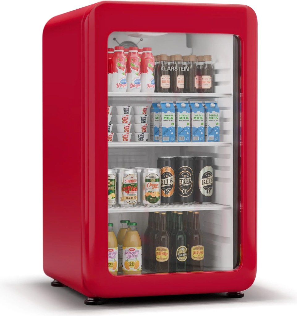 Klarstein Audrey Evo frigider pentru băuturi, Design retro, Uși din sticlă, 115 L, Clasa energetică C