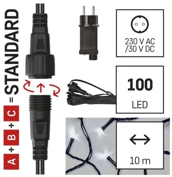 Instalație LED de Crăciun de exterior 100xLED 15m IP44 alb rece