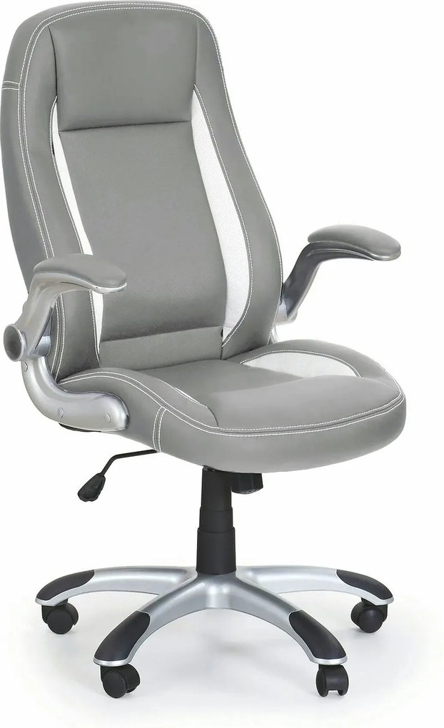 Scaun gaming SATURN, gri, piele ecologica perforata, 67x65x112/120 cm