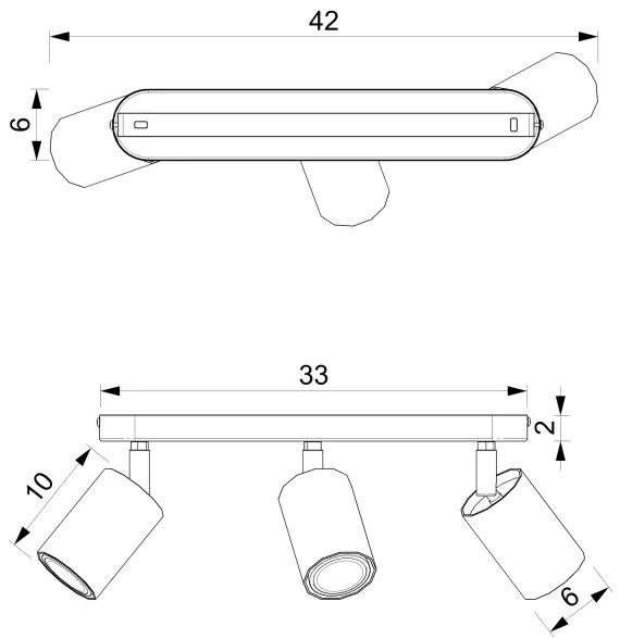 Spot BELLO 3xGU10/8W/230V negru