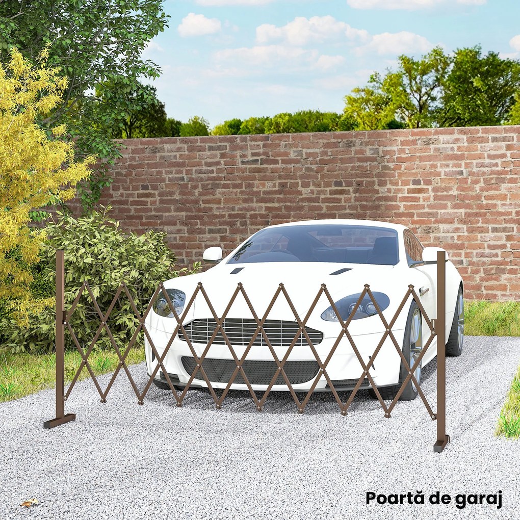 Outsunny Trellis Extensibil Freestanding Gard Mobil Pliabil, Panou Ecran Grădină Aluminiu, 300cm x 103.5 cm, Cafea Închis | Aosom Romania