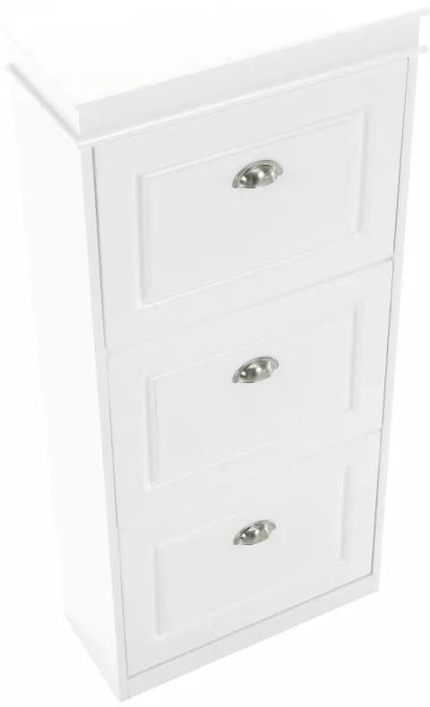 Pantofar, 3 compartimente, alb, mdf alb