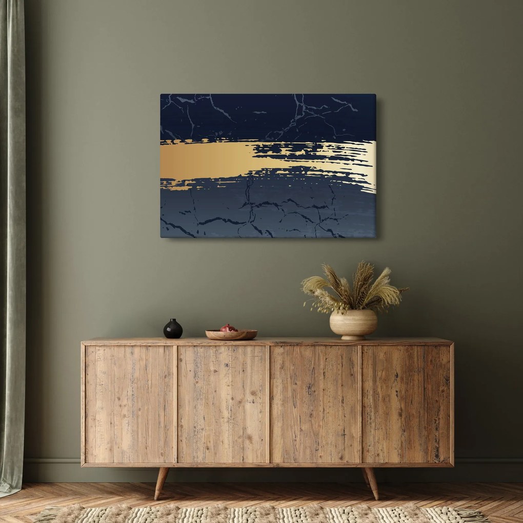 Tablou - Albastru și aur abstracție N⁰2 (90x60 cm)