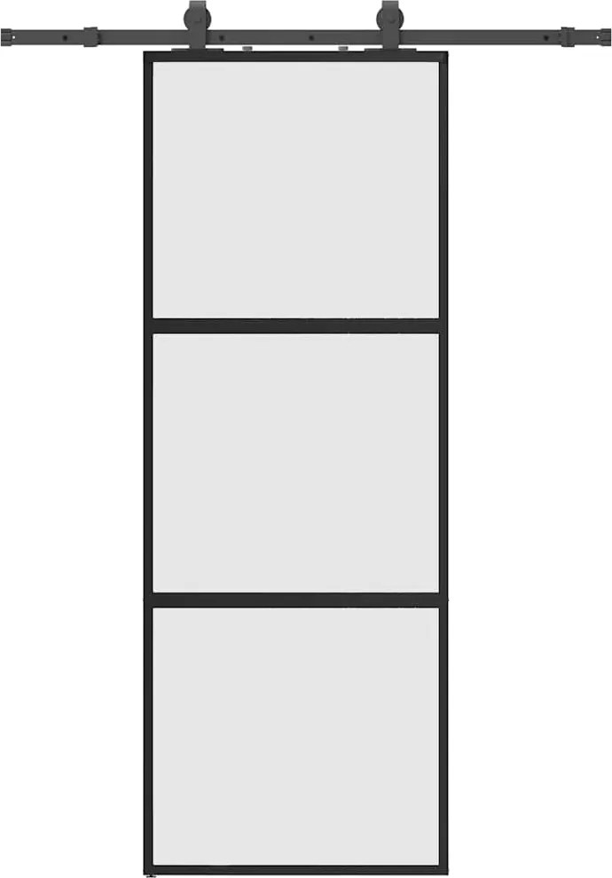 vidaXL Ușă glisantă cu set feronerie neagră 76x205cm sticlă securizată