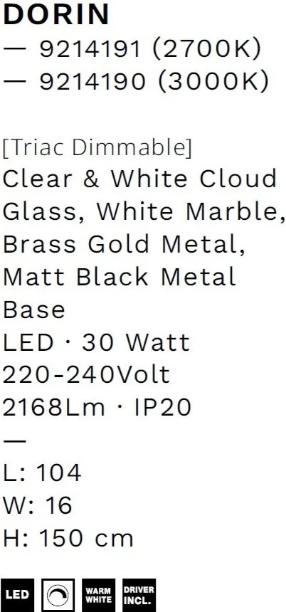 Lustra decorativa liniara cu 5 pendule LED 3000K DORIN