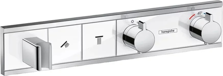 Baterie dus incastrata Hansgrohe RainSelect termostatata alb - crom cu 2 functii cu porter
