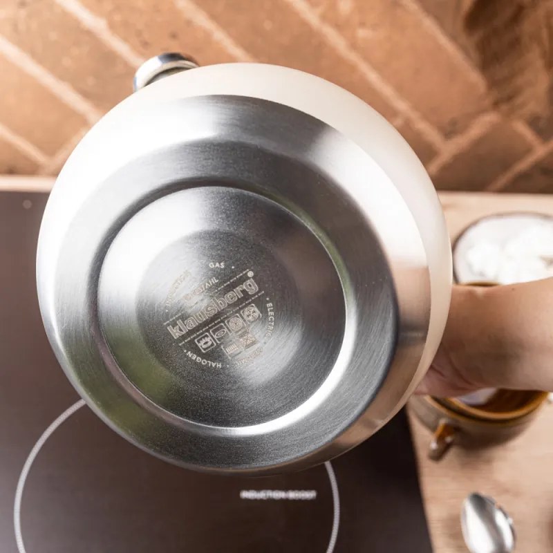 Fierbător fluierător Klausberg KB 7956, 3l, Mâner termoizolat, Fund multistrat, Inducție, Bej