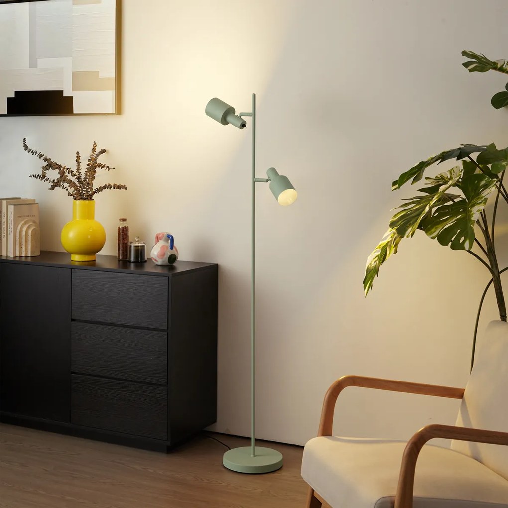 Lampă de podea modernă verde cu 2 lumini - Stijn