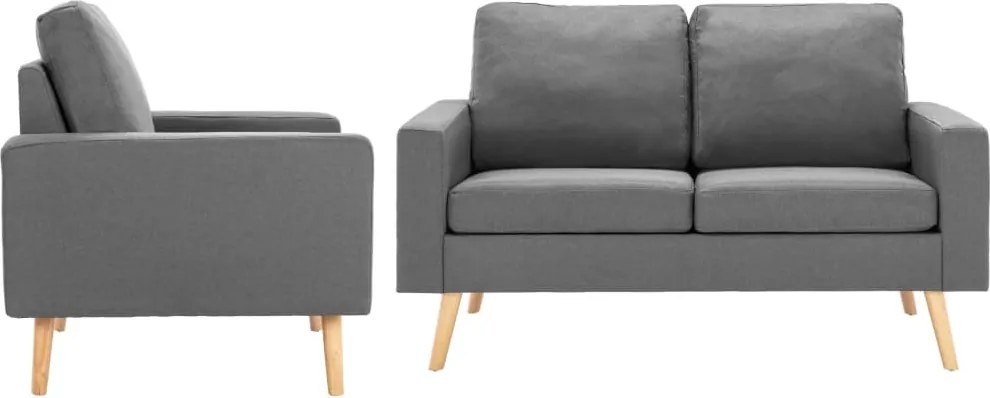 vidaXL Set de canapele, 2 piese, gri deschis, material textil