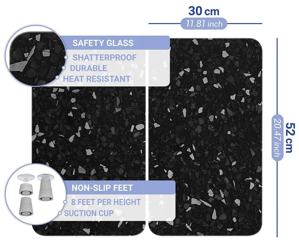 Set 2 protecții din sticlă pentru aragaz Wenko Universal, negru