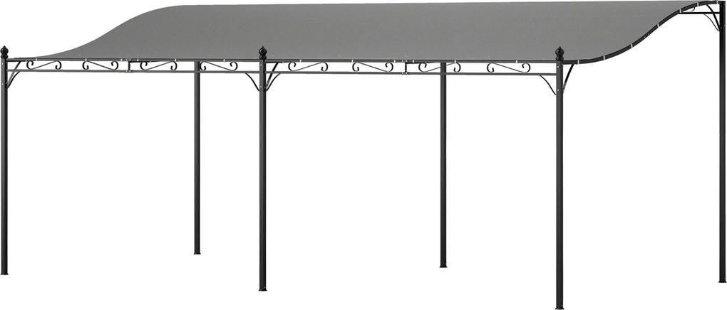 Outsunny Pergolă de perete 3x6 m cu acoperiș înclinat, orificii de drenaj și structură metalică, gri închis | Aosom Romania
