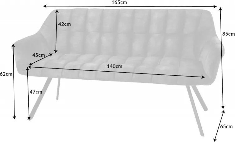 Banca tapitata Papillon 165cm catifea gri