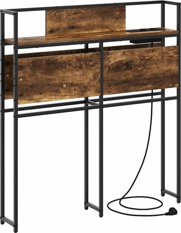 vidaXL Tăblie de depozitare cu raft Stejar afumat 80 cm Lemn compozit