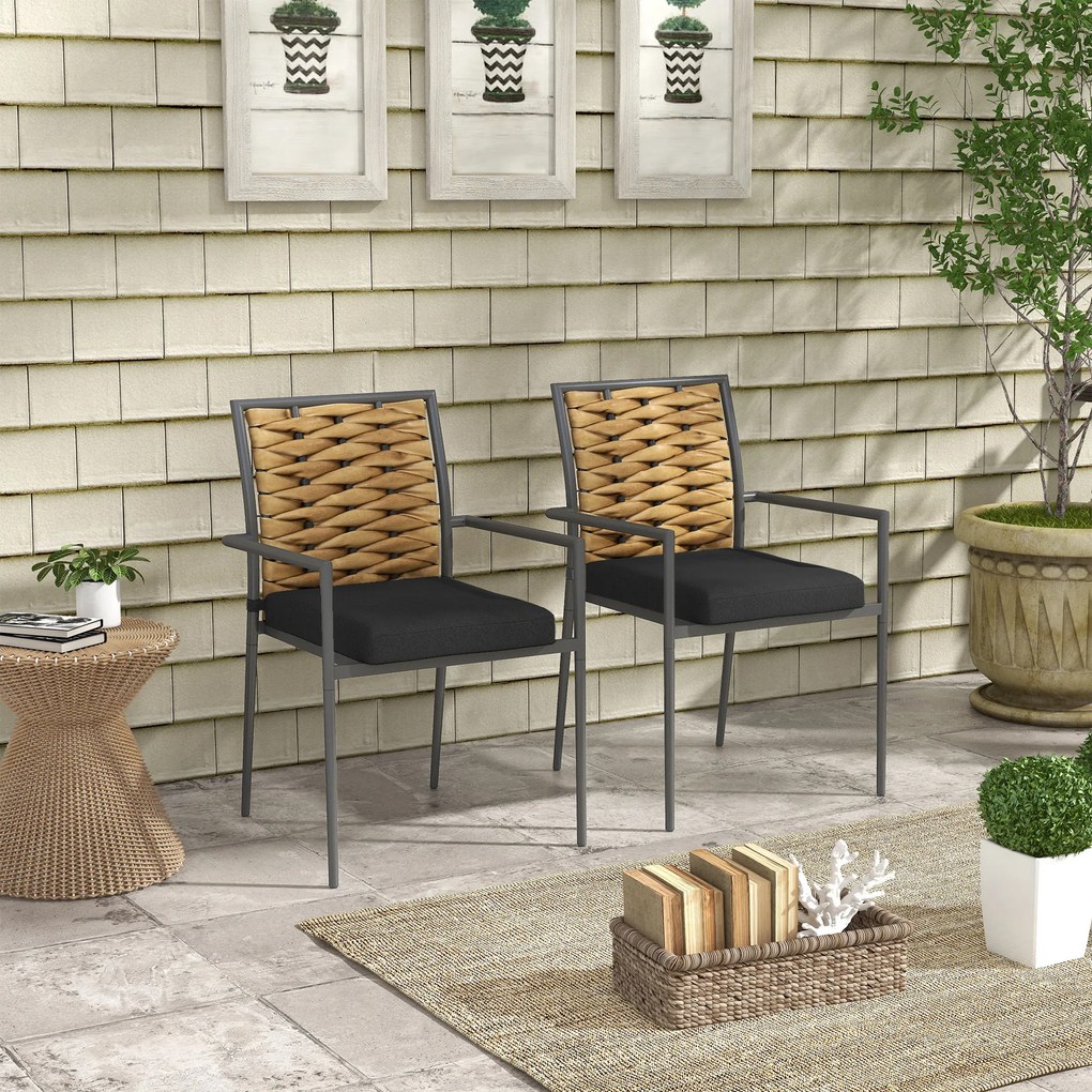 Outsunny scaune de grădină, scaune de exterior și terasă, rezistente la intemperii, design modern, 57x58x87 cm | Aosom Romania
