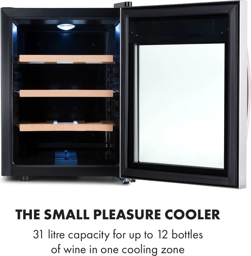 Klarstein Reserva 12 Uno, răcitor de vinuri, 31 de litri, 11 - 18 ° C, o zonă