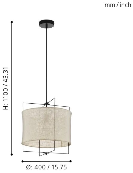 Eglo 79644 - Pendul BRIDEKIRK pe cablu, 1xE27/40W/230V